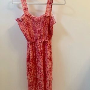 Dark Pink, light pink  and white smocked mini dress